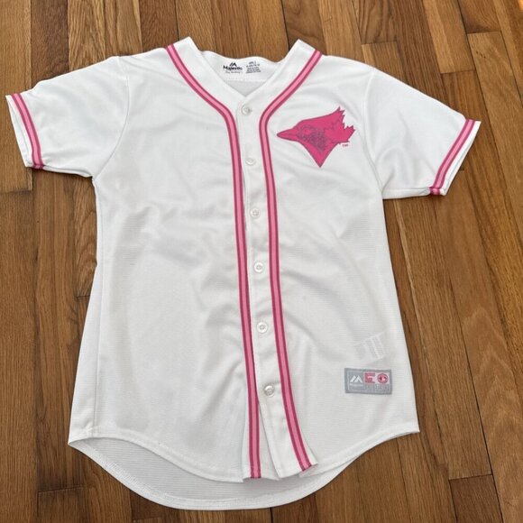 Toronto Blue Jays Majestic Jersey Pink Girls Size XL - Picture 2 of 5